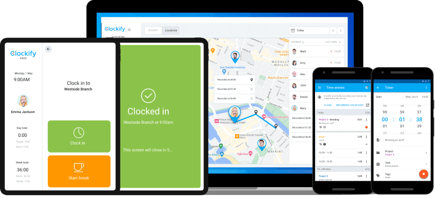 Time clock and timekeeping software